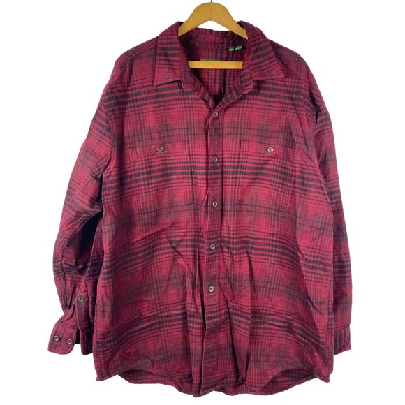Orvis Flannel Shirt XL Heavy Thick Shacket Button Down Red Black Plaid Check Men - Picture 2 of 7